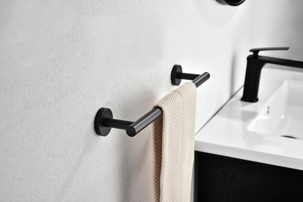 6 Piece Stainless Steel Bathroom Towel Rack Set Wall Mount - Matt Black