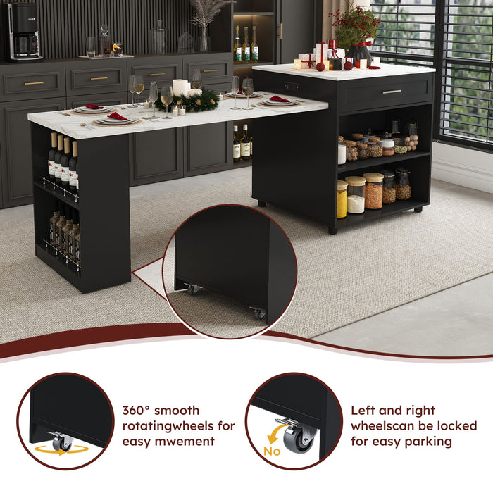 Expandable Kitchen Island With Power Outlet