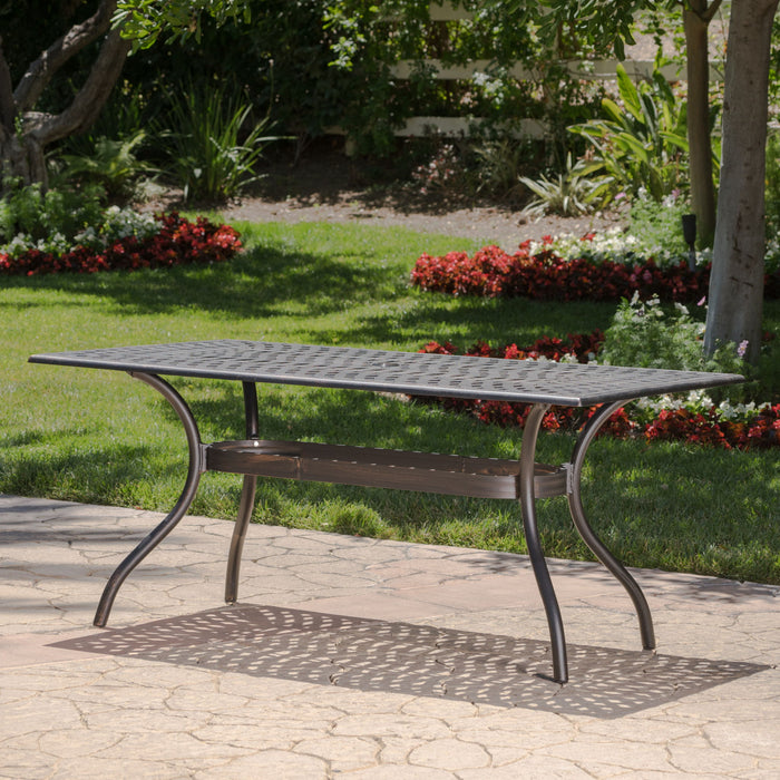 Enchantia - Outdoor Rectangular Dining Table With Weave Tabletop And Flared Legs - Copper