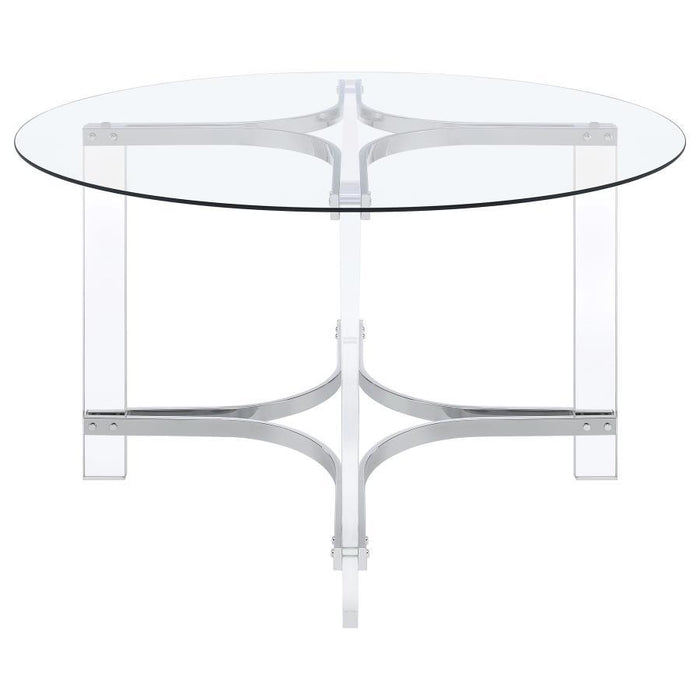 Keeling - 5 Piece Round Glass Top Acrylic Dining Set - Chrome