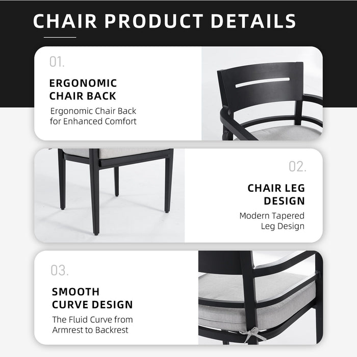 Outdoor Patio Dining Chairs With Outdoor Grade Sunbrella Fabric Cushions, Tapered Feet (Set of 4) - Ember Black