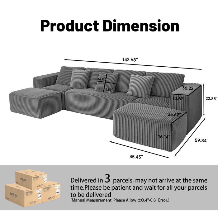Modular U-Shaped Sectional Sofa With Reversible Design