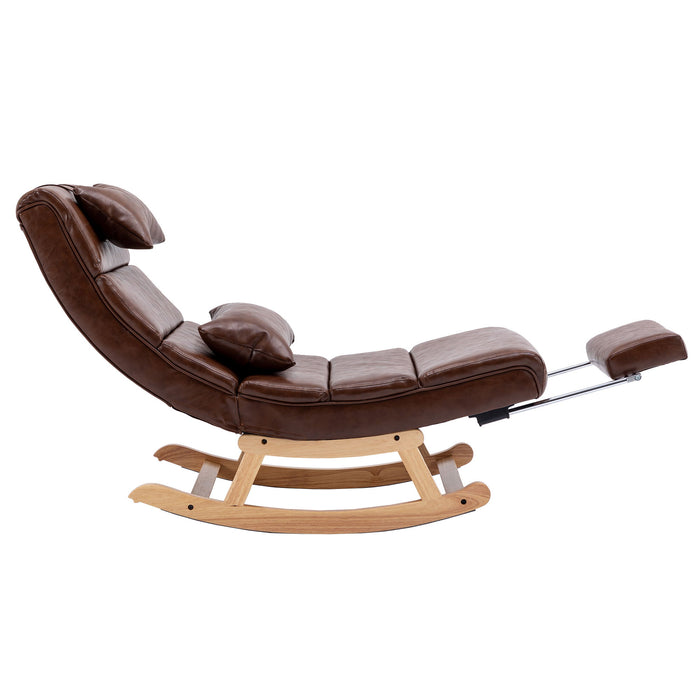Coolmore Living Room Comfortable Rocking Chair Living Room Chair - Brown PU