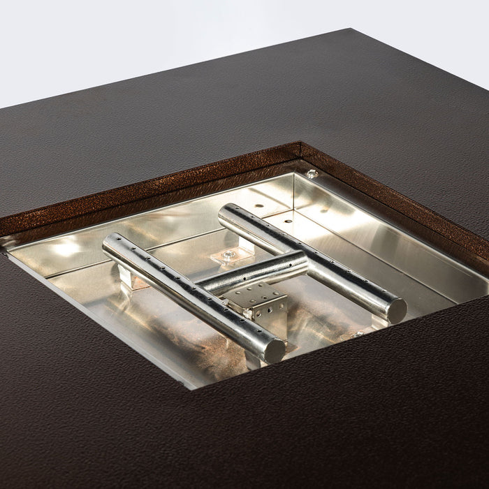 28" Propane Gas Fire Pit Table, 50000 Btu Square Steel Fire Pit For Outside Patio Deck Garden Courtyard - Brown