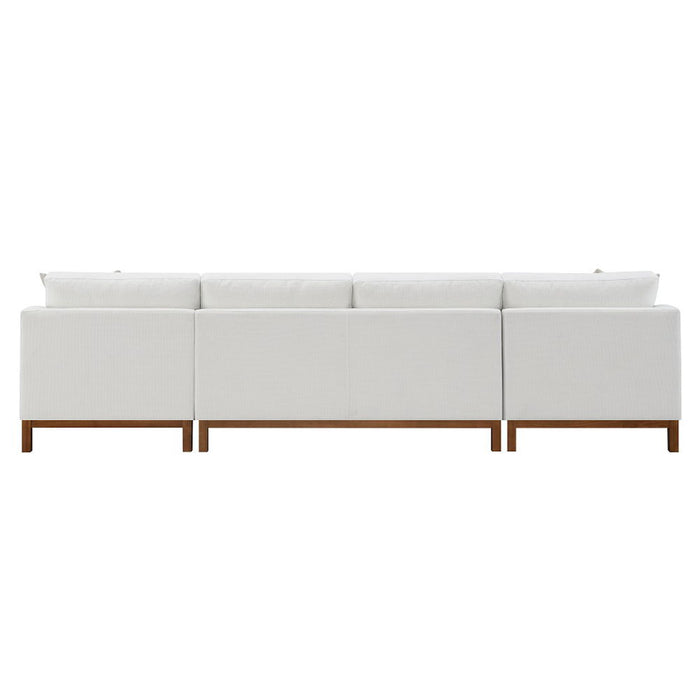 Valiant - Sectional Sofa With 4 Pillows - Ivory Chenille
