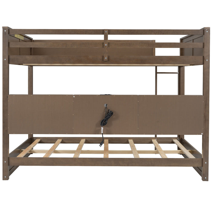 Bunk Bed With Storage Cabinets And USB Ports