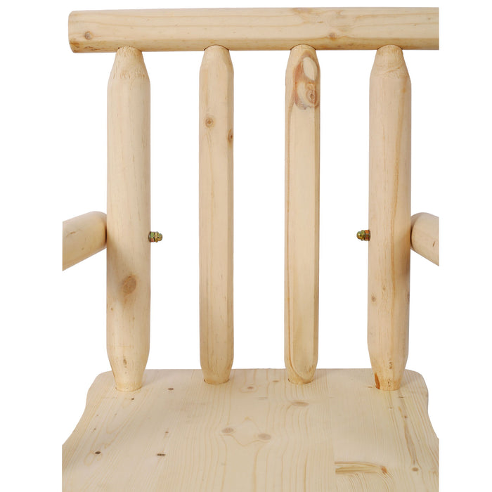 Rustic Bar Stool, Fir Wood Construction, Wide Armrest
