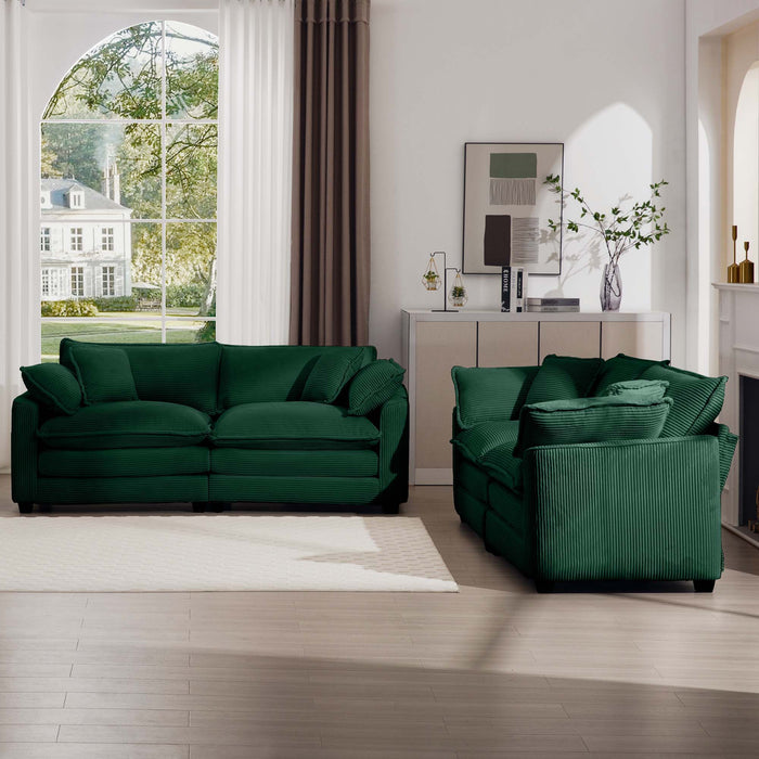 Elegant Corduroy Oversized Sectional Sofa Set With Deep Seats And Flexible Layout
