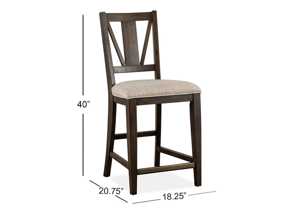 Westley Falls - Extendable Counter Height Dining Table With 4 Counter Chairs - Graphite / Beige