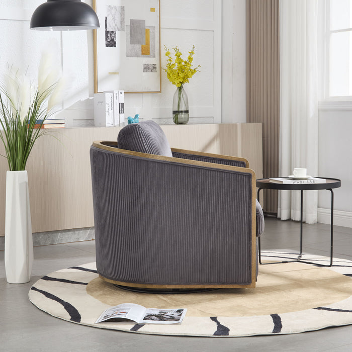 Corduroy Barrel Chair, 360 Degree Swivel