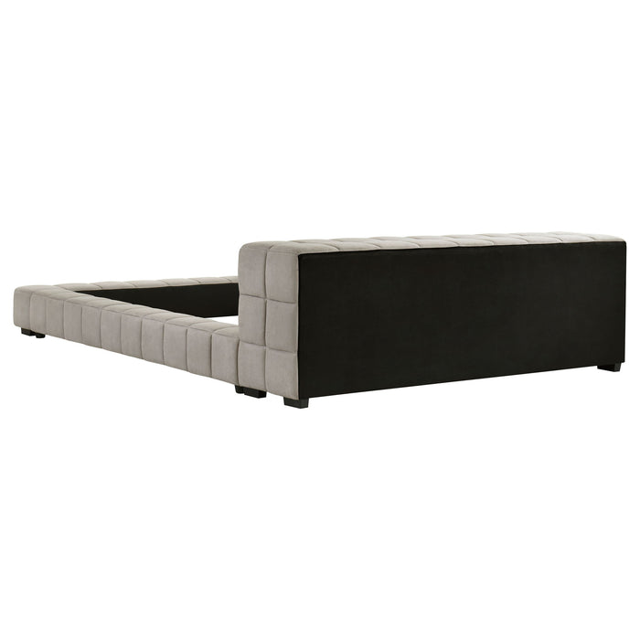 Kinsley - Upholstered Full Platform Bed With Low Profile And Tufted Headboard - Taupe