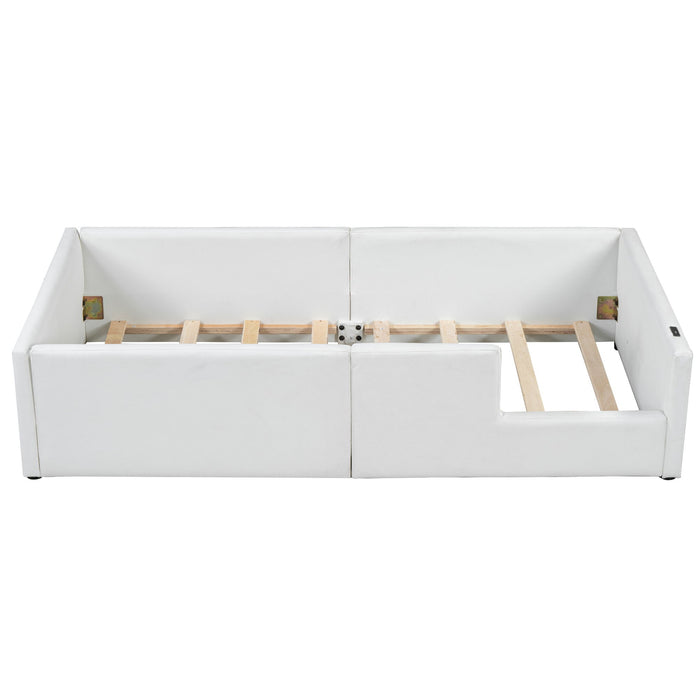 Platform Bed With Guardrail And Charging Station