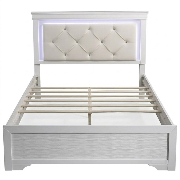 Tufted Headboard Bed With LED Lighting
