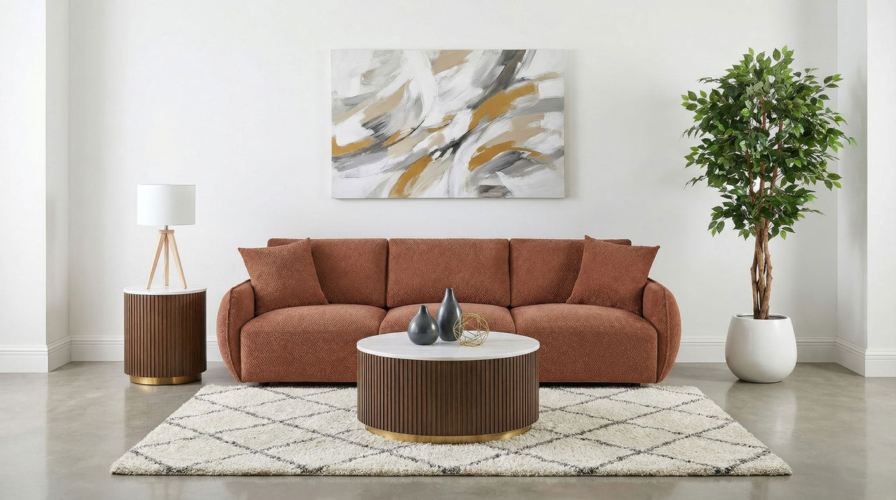 Elysia Chenille Upholstered Modular Lounge Sofa Coral