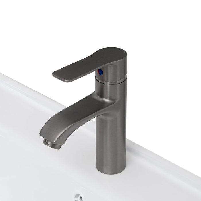 Modern Freestanding Bathroom Vanity With Ceramic Sink, Hot And Cold Faucet, Storage Cabinet & Open Shelf