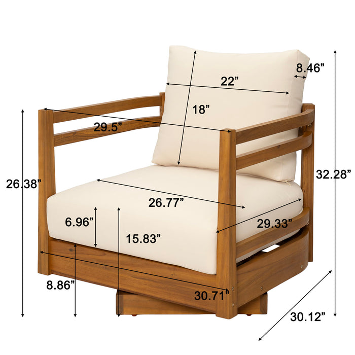 Outdoor Smooth Swivel Chair With Cushions