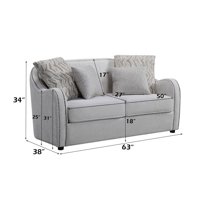 Mahler - Loveseat With 4 Pillows - Beige Linen