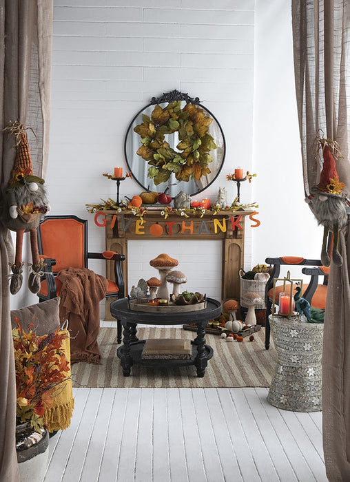 Mushroom Holiday Ornament, For Harvest Festival Fall Festival & Thanksgiving Table Decorations (Set of 2) - Beige / Light Brown