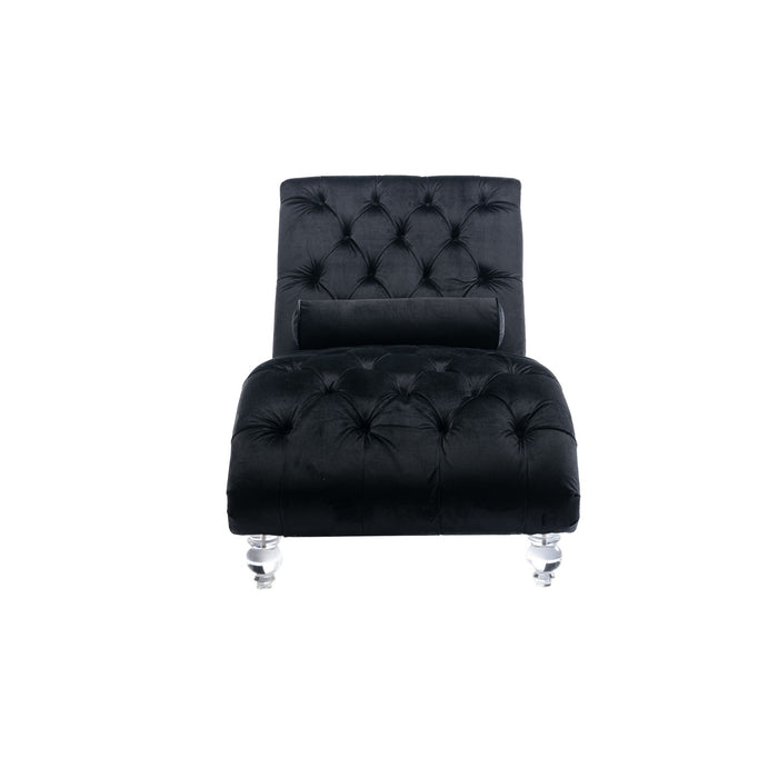 Velvet Chaise Lounge Indoor, Button Tufted Upholstered Chaise Lounge Chair With Pillow
