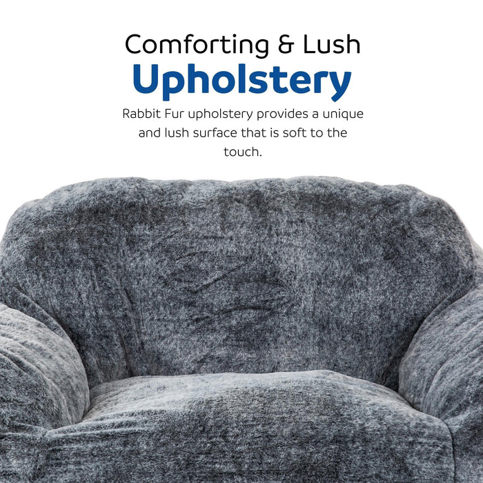 Living Room Bean Bag Sofa Chair With Memory Foam Fillings, Soft Upholstered Bean Bag Armchair - Black / Gray