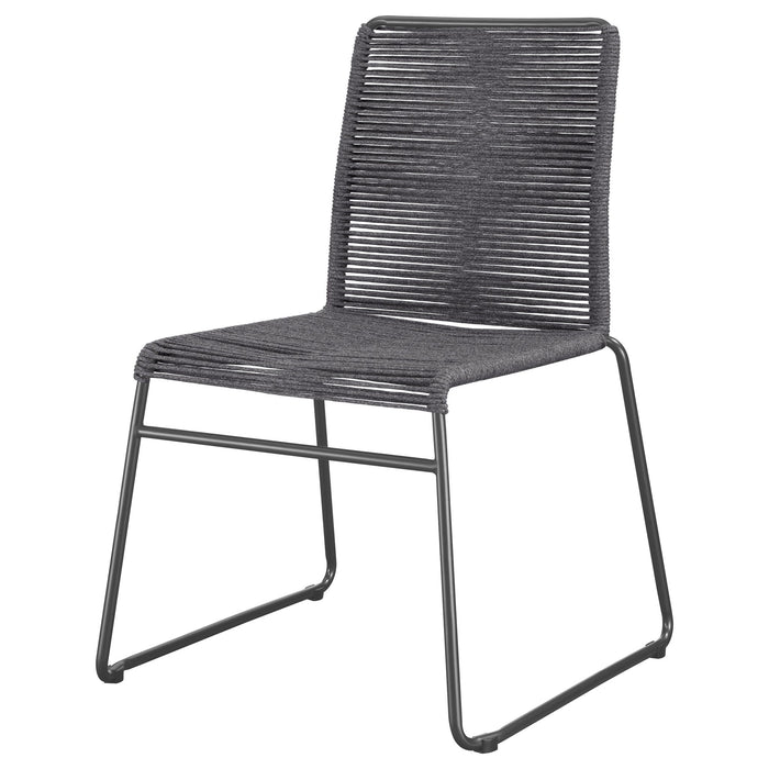 Jerome Woven Rope Stackable Side Chair Charcoal (Set of 2)