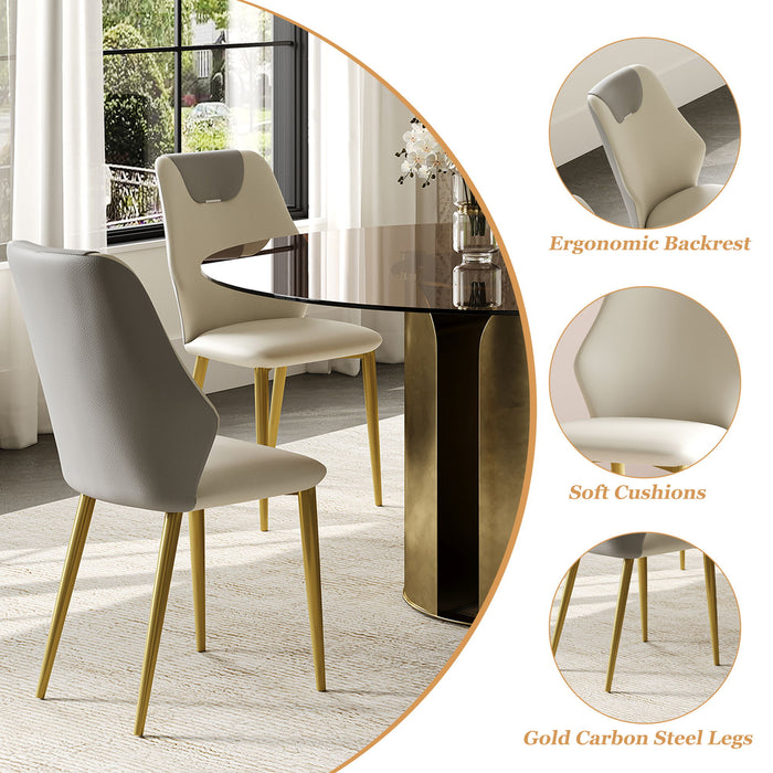 Modern Round Dining Table Set With Glass Top And Steel Legs