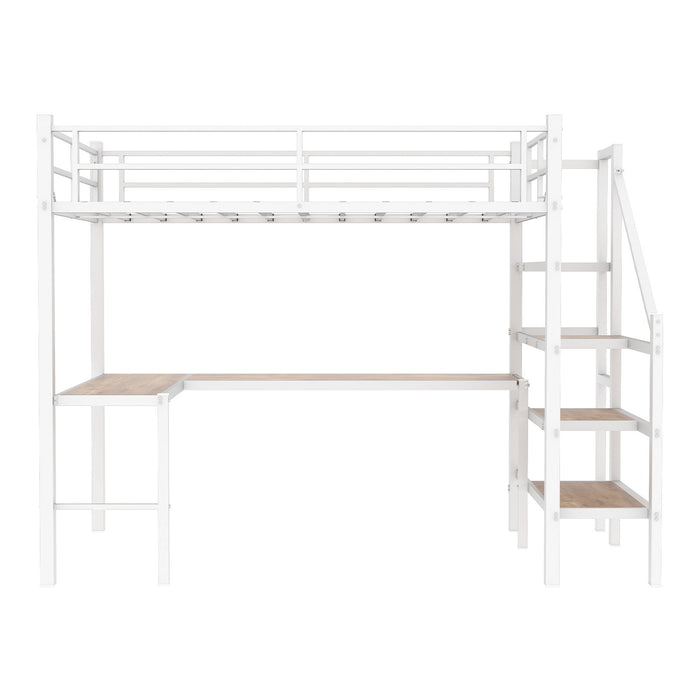 Loft Bed & L-Shaped Desk, Large Storage Space