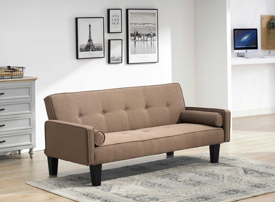 2059 Sofa Convertible Into Sofa Bed Includes Two Pillows 72" Brown Cotton Linen Sofa Bed Suitable For Family