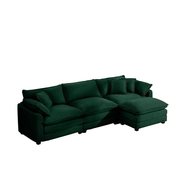 Modern Oversized Modular Cushion Sofa With Ottoman, Low Back, Deep Seating Sofa Set