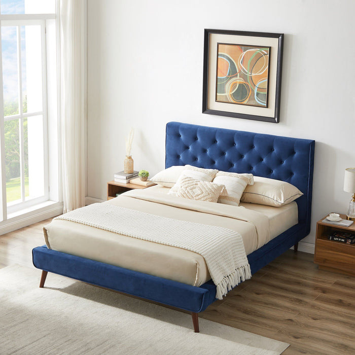 Dillon - Mid-Century Velvet Platform Bed