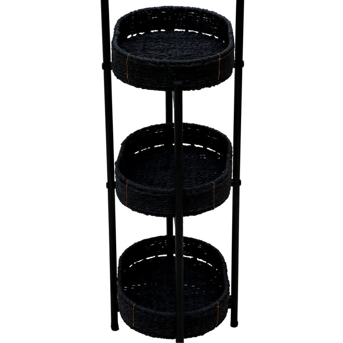 Modern 3 Tier Handwoven Side Table With Oval Organizer