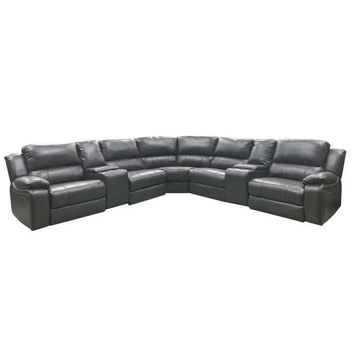 Power Reclining Sectional Sofa With 3 Adjustable Recliners, USB Ports & Cup Holders, Oversized Seating For Living Room - Black