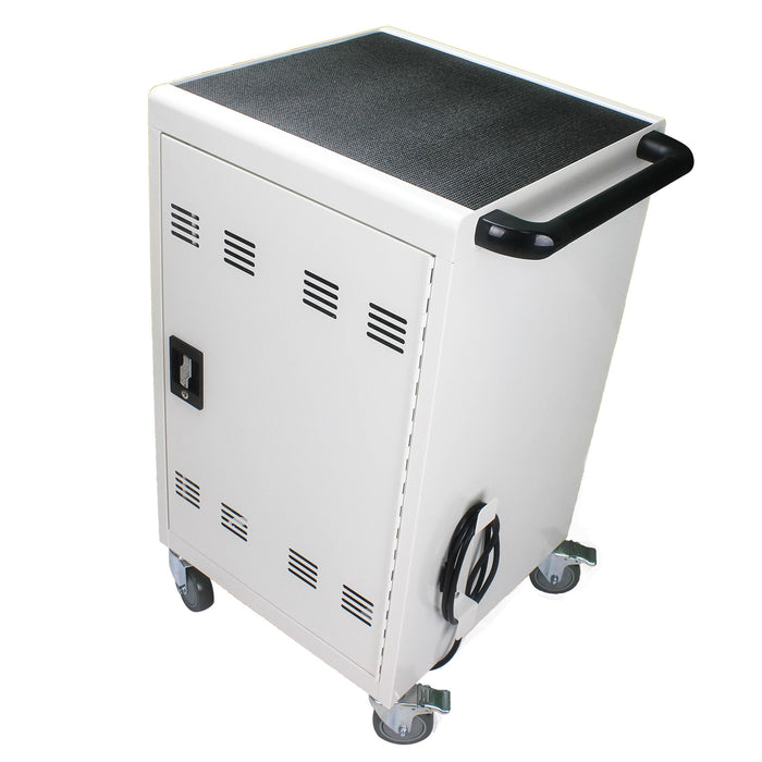 Mobile Charging Cart And Cabinet For Tablets Laptops 30 - Device With Combination Lock - White