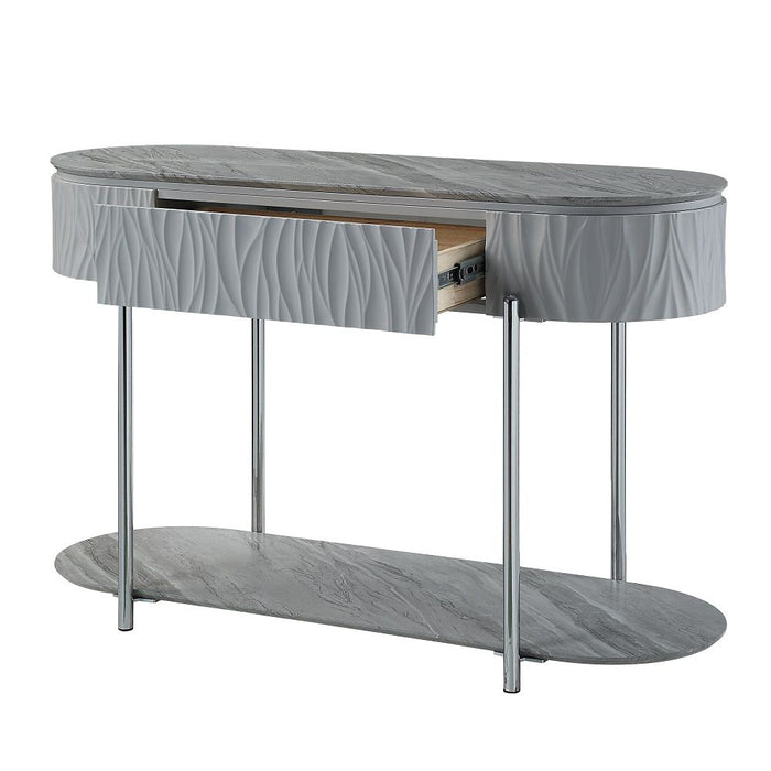 Yukino - Sofa Table - Gray High Gloss & Chrome