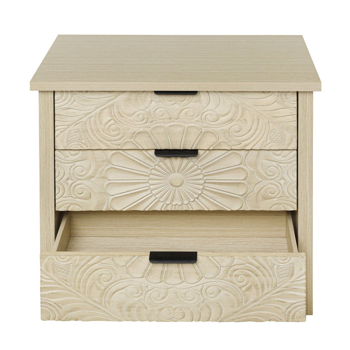 3 Drawer Cabinet, American Furniture, Suitable For Bedroom, Living Room, Study - Natural