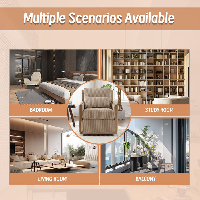 Comfy Accent Barrel Chair, 360 Degree Swivel