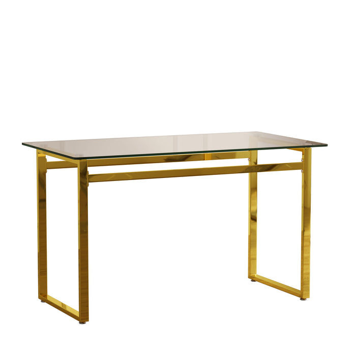 Modern Minimalist Rectangular Dining Table With Tempered Glass Top