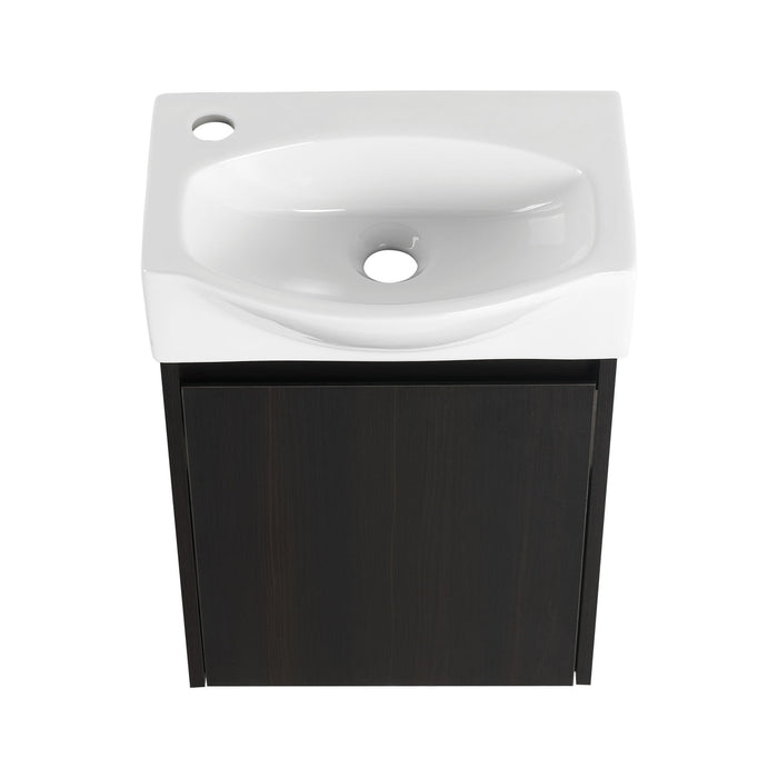 Modern Bathroom Vanity With Ceramic Basin, Wall Mounted Floating Sink Combo, Storage Cabinet