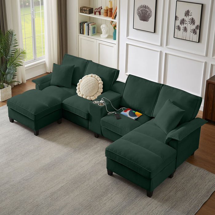 Modern U-Shaped Sectional Sofa Bed With Storage