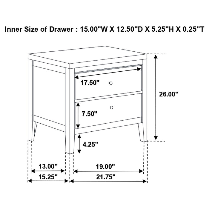 Garrett - 2 Drawer Nightstand - Cappuccino