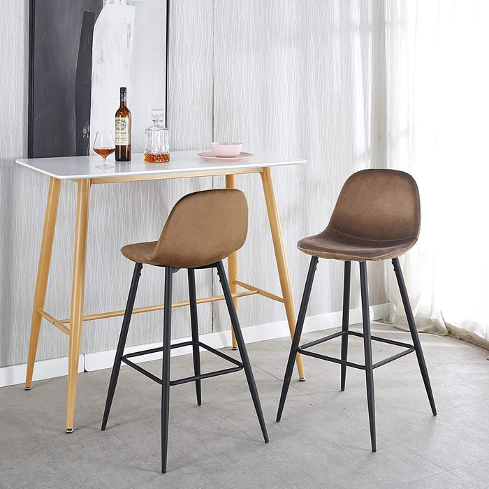 Velvet Barstool With Back (Set of 2)