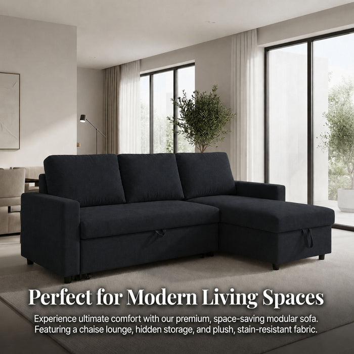 L - Shaped Convertible Sofa Bed With Storage Chaise