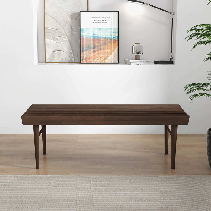 Mia - Mid-Century Modern Bench - Dark Brown