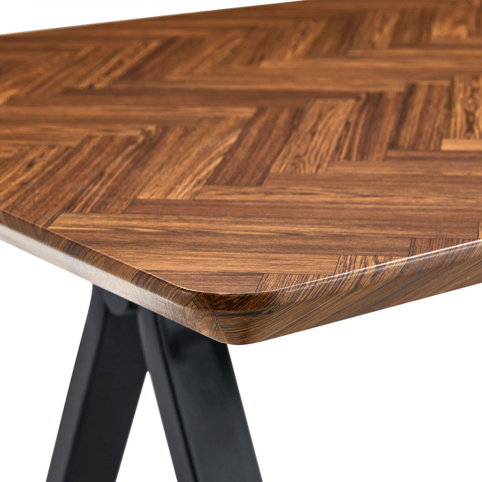 Herringbone Pattern Dining Table A Perfect Match For Modern Minimalist And Industrial Home Styles - Walnut