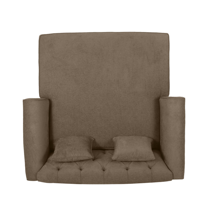 Upholstered Chaise Lounge With Scroll Arms, Turned Legs And 2 Pillows