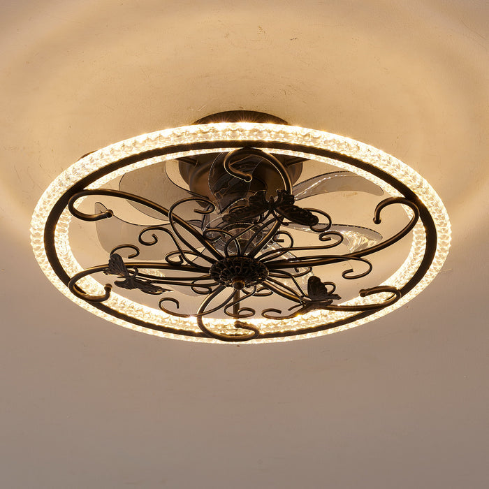 Ceiling Fan With Lights Remote Control, 6 Speeds 3 Color Caged Ceiling Fan - Matte Black