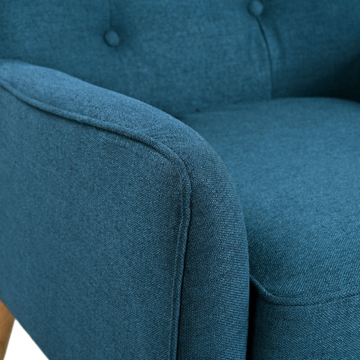 Modern Arm Chair With Tufted Back And Wooden Legs