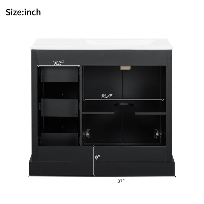 Bathroom Vanity With Sink, Soft-Close Doors, Adjustable U-Shelf, 3 Drawers