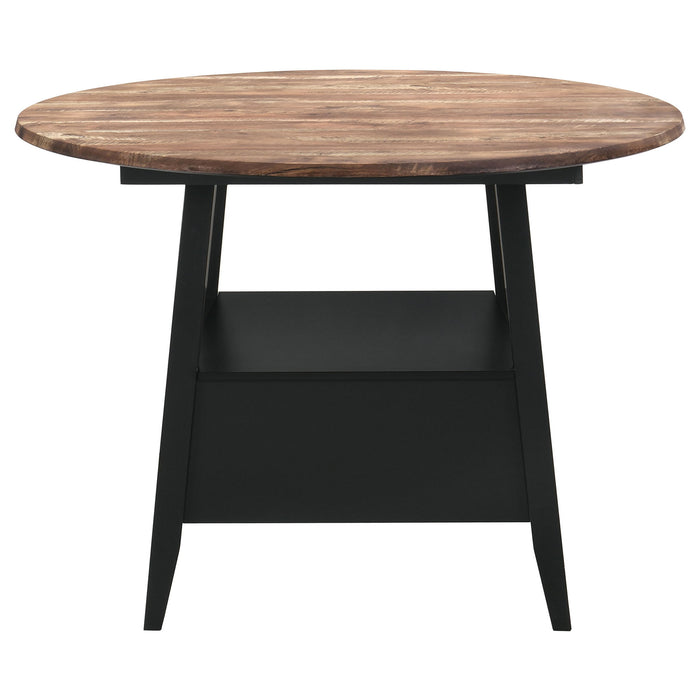 Arunda Yukon - Round Counter Height Dining Table With Pedestal Base And Built In Drawer - Oak