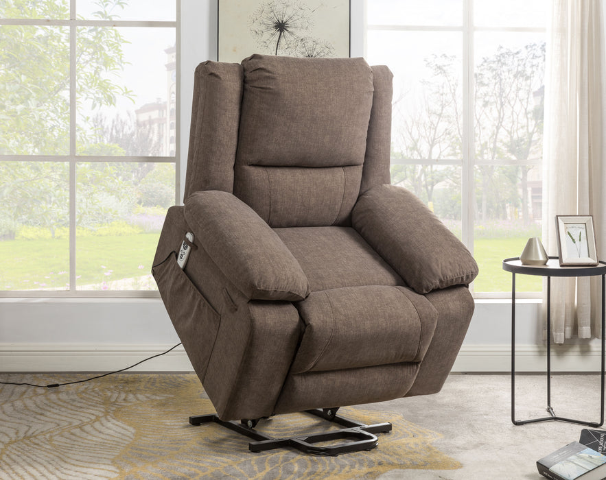 Electric Power Recliner Chair With Massage For Elderly, Remote Control Multi - Function Lifting, Timing, Cushion Heating Chair With Side Pocket Brown